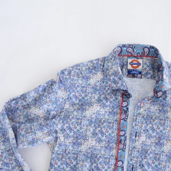 Jermyn and Bond "Modern Fit" Paint Splash  Button Up Long Sleeve Shirt - Picture 5 of 11